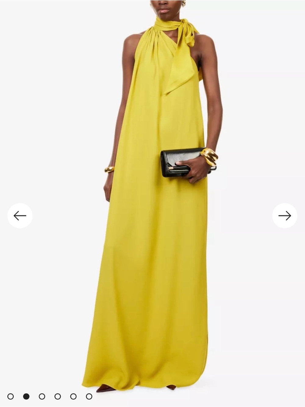 Astor one Shoulder Floor length Dress with Tie in Chartreuse